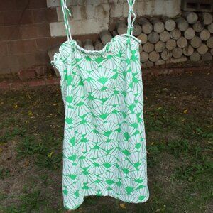H&M Green & White Waffled Jersey Dress L